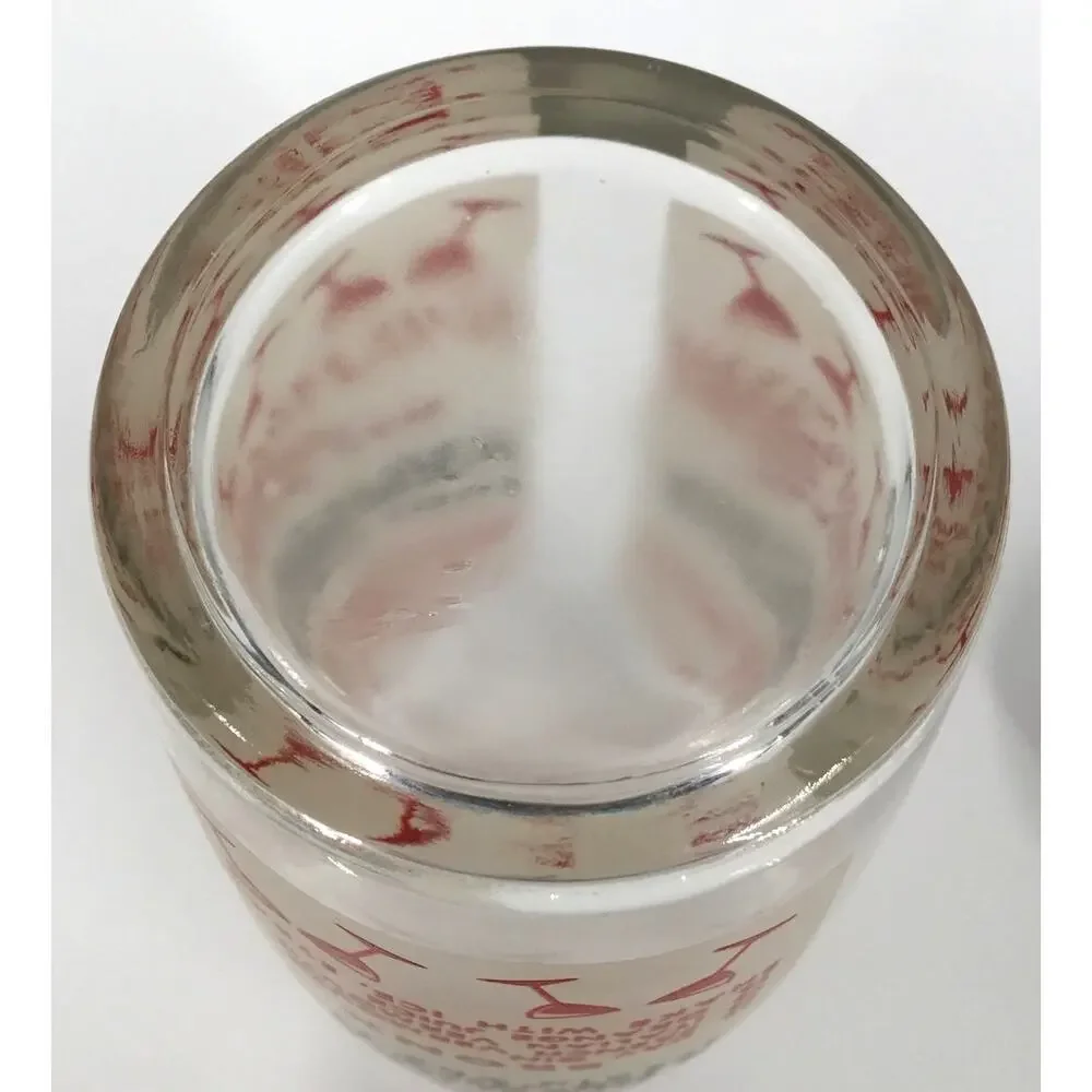 Vintage Glass Cocktail Recipe Shaker MCM Aluminum Lid Retro Barware 9.5